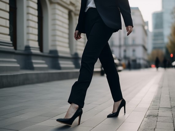 ビジネス街をスーツで歩く女性